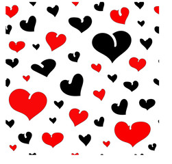 Seamless patter with black and red abstract heart. Love. Valentine's day, Wedding.