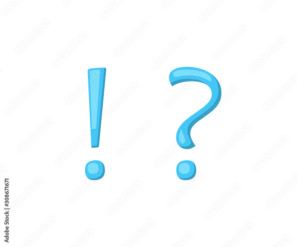 Aufkleber question exclamation marks in flat style isolate on white background