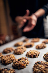 Breakfast cookies dough prepared for baking in oven