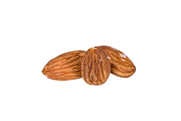 Peeled almond nuts isolated on a white background