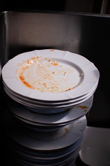 The dirty dish that has already been eaten.