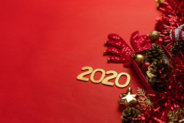 Merry Christmas,Red christmas decorations And the new year 2020
