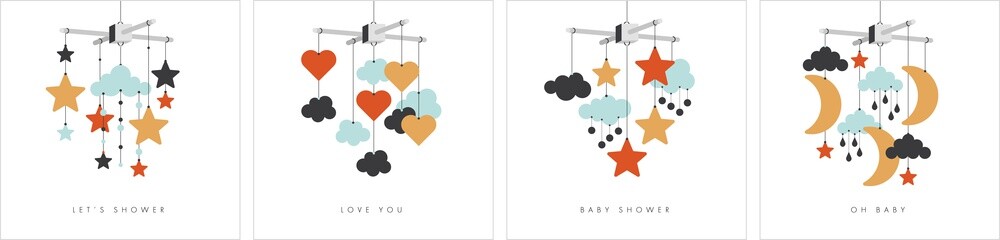 Baby mobile set. Vector stock illustration isolated on white.