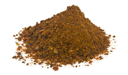 Hill, a bunch of different varieties of pepper isolated on a white background close-up.