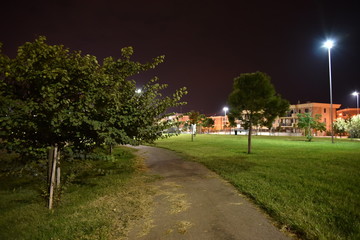 Night Illuminated park by Night in the City