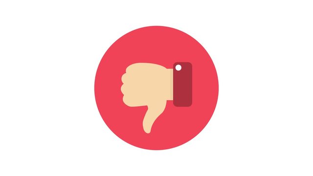 Dislike button. Loop animation. 4K resolution. 