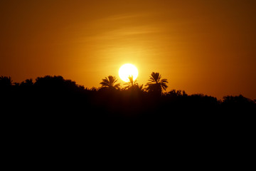 Sunset at Luxor, Egypt between site visits from Luxor to Aswan