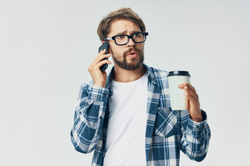 young man with headphones listening to music