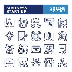 Startup icons. Business Start Up line icon set. Vector illustration. Editable stroke.