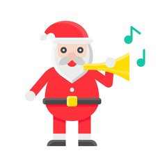 Santa claus playing horn, Christmas day related flat icon