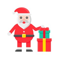 Santa claus with gift box, Christmas day related flat icon