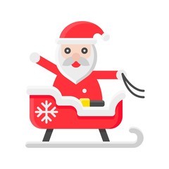 Santa claus on sledge, Christmas day related flat icon