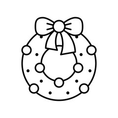 Christmas wreath, Christmas day related line icon