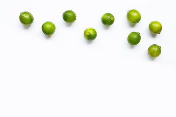 Fresh limes  isolated on white background.