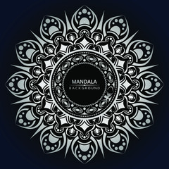 Luxury ornamental mandala design background with silver color