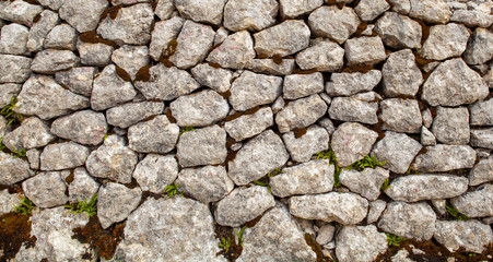 old stone wall of stones in Kotor, Montenegro, background