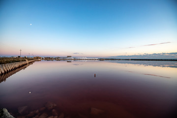 Nature reserve Saline Margherita di Savoia, Apulia, Italy: Salt flats, salt pan area for salt...