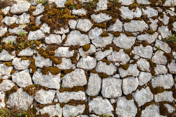 old stone wall of stones in Kotor, Montenegro, background