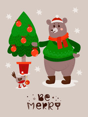 Christmas card with bear