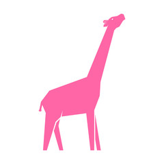 Pink giraffe isolated on white background, vector illustration