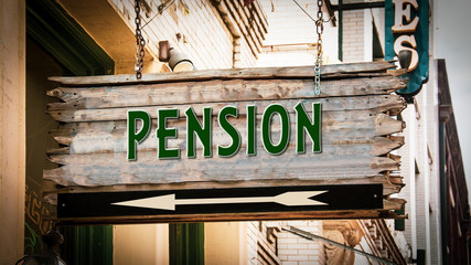 Obraz premium Street Sign to Pension