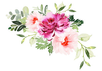 Greeting card with watercolor flowers handmade.