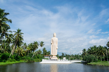 HIKKADUWA, SRI LANKA, November 25, 2019: Buddha Statue constructed in memory of the victims of the...