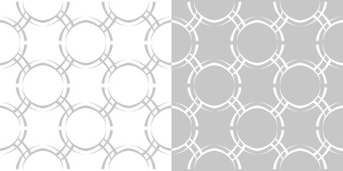 Compilation of geometric seamless backgrounds. White and gray pattern with circles