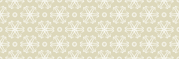Floral seamless pattern. White on olive green background