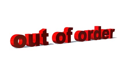 Lettering out of order with shadow on the floor - isolated on white background - 3D illustration