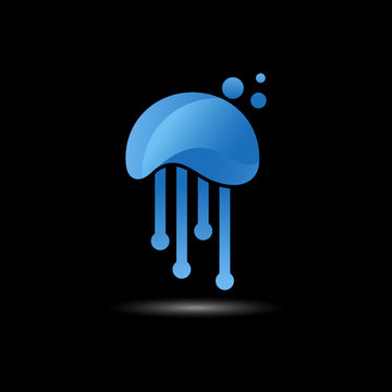 jellyfish vector logo. animal on sea symbol.