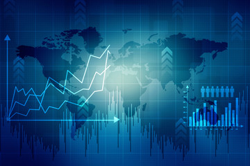 2d rendering Stock market online business concept. business Graph 