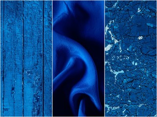 Photo collage made in blue tones with the influence of the theme of the new color of the year 2020....