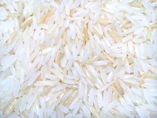 Top view of Thai jasmine rice texture background.