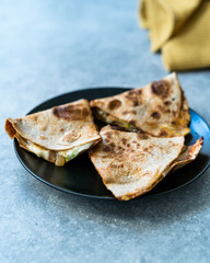 Veggie Italian Closed Calzone Pizza Slices with Mushrooms.