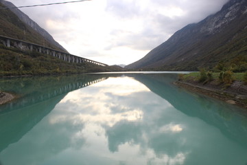 particular sky reflection in the lake near mountains create a beautiful landscape