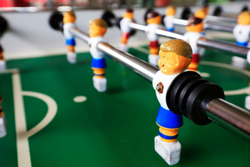 Fototapeta premium dolls of a retro foosball table to play table football