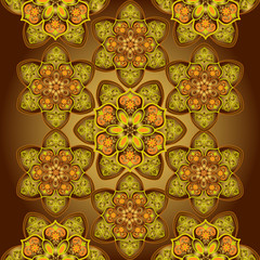     Bright colorful combination of abstract flowers in a seamless pattern