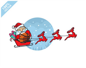 Basketball ball with santa claus christmas theme logo vector	