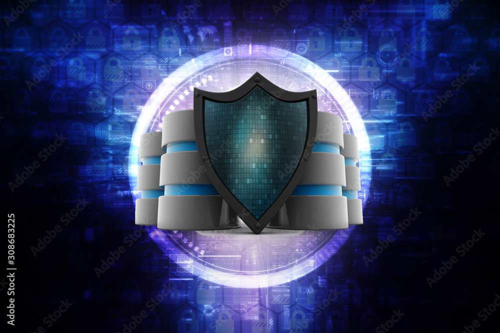 Poster 3d rendering database storage data base
