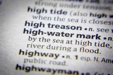 Word or phrase High-water mark in a dictionary.