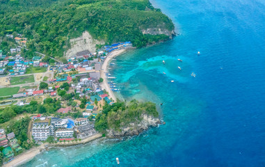 Aerial view of Big Lalaguna Beach, Puerto Galera, Philippines.