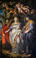 Fototapeta na wymiar Pala d'altare di Peter Paul Rubens, S. Domitilla, S. Mauro e S. Papia in Chiesa Nuova, Roma