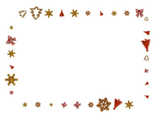 New years eve celebration. Xmas pattern isolated on white background. Gold Christmas decorations.Holiday festive celebration concept.