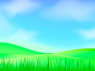 Green meadow background. Vector illustration for poster or banner.