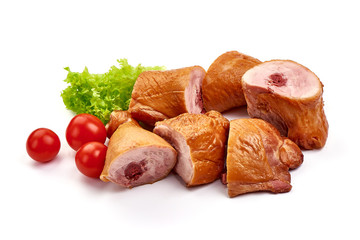 Smoked chicken legs, isolated on white background