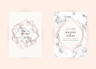 WEDDING Invitations Rose Gold Marble Vector