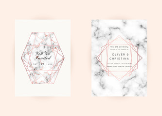 WEDDING Invitations Rose Gold Marble Vector