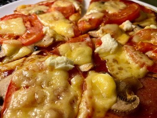 pizza with mushrooms and cheese
