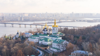 Kiev. Ukraine. Kiev Pechersk Lavra or the Kiev Monastery of the Caves. Travel photo. View from belltower.